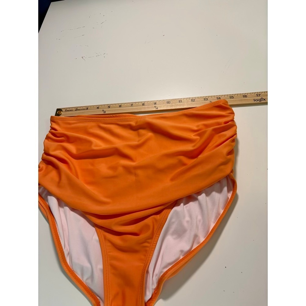 Nani Swimwear - Ruched High-Waist Orange Bikini Bottoms - Picture 4 of 10